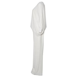 Autre Marque-Halston, one shoulder draped creme jumpsuit-White,Other