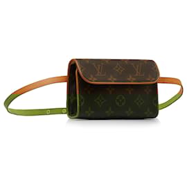 Louis Vuitton-Louis Vuitton Brown Monogram Pochette Florentine -Brown