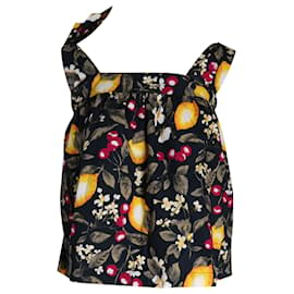 Ba&Sh-Ba&Sh Eiffel Printed Tie-Shoulder Top in Multicolor Cotton-Multiple colors