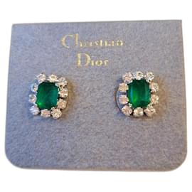 Christian Dior-Boucles d'oreilles-Argenté,Vert