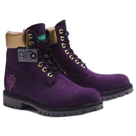 Botas Timberland Premium 6 polegadas Hip-Hop Royalty 50th Birthday Douradas Roxas Dourado Roxo