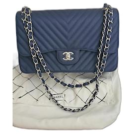 Chanel-Timeless lined flap chanel-Blue