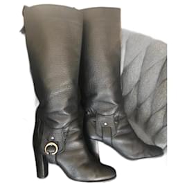 Céline Black Leather Boots Black