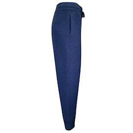 Burberry-Burberry Blue Embroidered Logo Cashmere Knit Track Pants-Blue