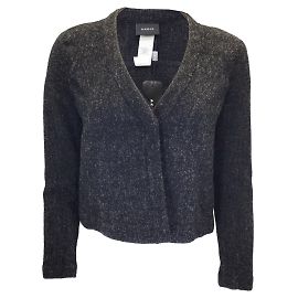 Akris Anthrazitgraue Bouclé-Strickjacke aus Wolle und Alpaka Grau