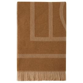 Totême-Monogram Scarf - TOTEME - Wool - Camel-Brown