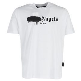 Palm Angels Paris Sprayed Logo T-shirt in White Cotton White