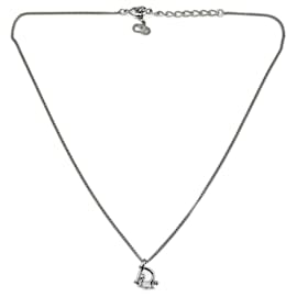 Dior-Christian Dior-Halskette aus silbernem Metall mit Perle-Silber