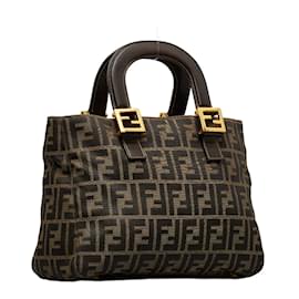 Fendi-Zucca Canvas Handbag-Brown