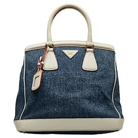 Prada-Denim & Leather Handbag-Blue