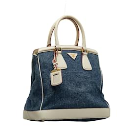 Prada-Denim & Leather Handbag-Blue