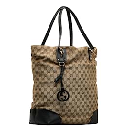 Gucci-GG Canvas Large Charm Tote 247236-Brown