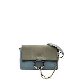 Chloé-Faye Leather Crossbody Bag-Blue