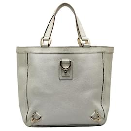 Gucci-Leather Abbey D-Ring Tote Bag 130739-White