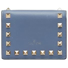 Valentino-Valentino Blue Rockstud Small Wallet-Blue