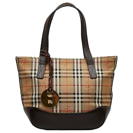 Burberry-Burberry Brown Haymarket Check Handbag-Brown,Beige