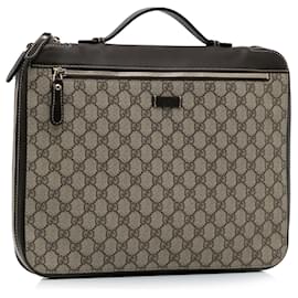 Gucci-Gucci Brown GG Supreme Business Bag-Brown,Beige