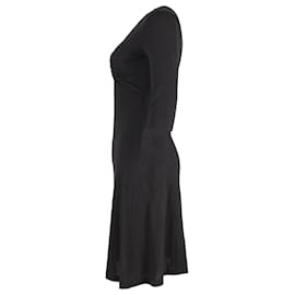 Loro Piana-Loro Piana Twist Front V-neck Dress in Black Polyester-Black