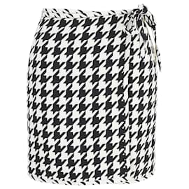 Off White-Off-White Houndstooth Wrap Mini Skirt in Multicolor Wool-Multiple colors