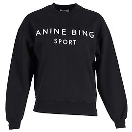 Sudadera con logo estampado Anine Bing Evan de algodón negro Negro