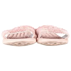 Chanel-Chanel Chanclas tipo chinelas con logo CC en tweed rosa-Rosa