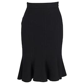 Prada-Prada Mermaid Knee-Length Skirt in Black Wool-Black