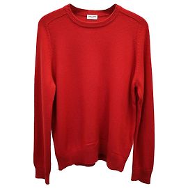 Saint Laurent Rundhalspullover aus rotem Kaschmir Rot