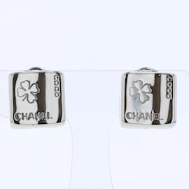 Chanel-Coco x Clover Cube Clip on Earrings-Silvery