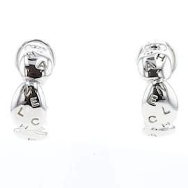 Chanel-Camellia Radis Logo Earrings-Silvery