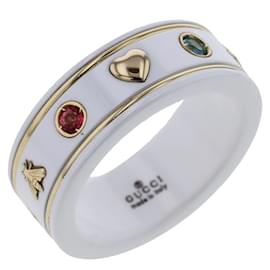 Gucci-18k Gold Gemstones Icon Ring-White