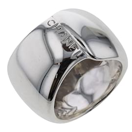 Chanel-Wide Logo Ring-Silvery