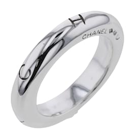 Chanel-Narrow Logo Ring-Silvery