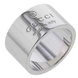 Gucci Anillo con logo y banda ancha Plata