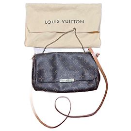 Louis Vuitton Favorite MM Clutch Bag Brown Cloth Brown