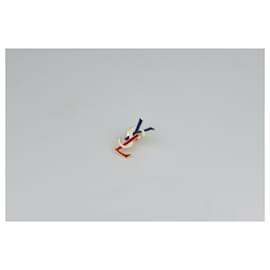 Yves Saint Laurent-Magnificent rare YSL pin in the colors of France-White,Red,Golden,Navy blue