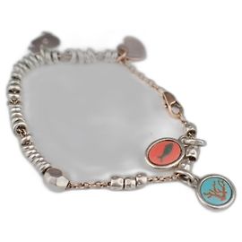 Dodo Pomellato Pulseira Dodo Excepcional 9k Ouro rosa e pingentes Prata Rosa Turquesa