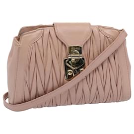 Miu Miu-Miu Miu Materasse Shoulder Bag Leather Pink Auth bs8321-Pink