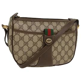 Gucci-GUCCI GG Canvas Web Sherry Line Shoulder Bag Beige Red 89 02 032 auth 54856-Red,Beige