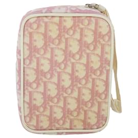 Christian Dior-Christian Dior Trotter Canvas Pouch Pink Auth bs8415-Rosa