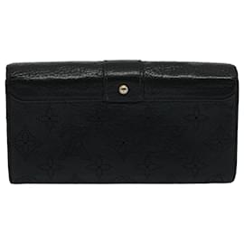 Louis Vuitton-LOUIS VUITTON Mahina Portefeuille Amelia Carteira Longa Preto M95549 LV Auth bs8357-Preto