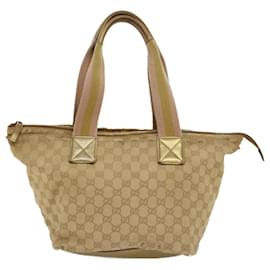 Gucci-GUCCI GG Canvas Sherry Line Tote Bag Beige Pink 131230 Auth ti1249-Pink,Beige