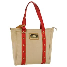 Louis Vuitton-LOUIS VUITTON Antigua Cabas MM Tote Bag Beige Red M40035 LV Auth bs8412-Red,Beige