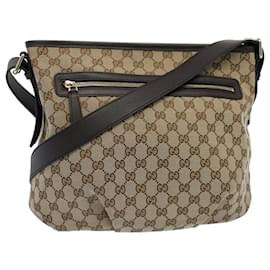 Gucci-GUCCI GG Canvas Shoulder Bag Beige 388930 Auth ki3436-Beige