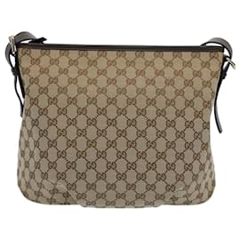 Gucci-GUCCI GG Canvas Shoulder Bag Beige 388930 Auth ki3436-Beige
