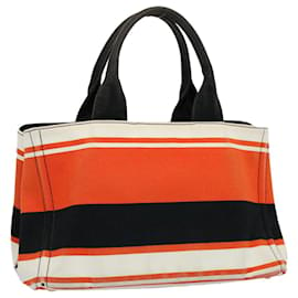 Prada-PRADA Canapa MM Hand Bag Canvas Orange Auth ac2188-Orange