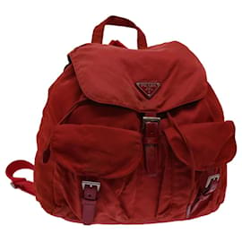 Prada-PRADA Backpack Nylon Red Auth 54890-Red
