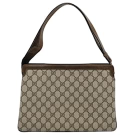 Gucci-GUCCI GG Canvas Web Sherry Line Shoulder Bag PVC Leather Beige Red Auth yk8640-Red,Beige