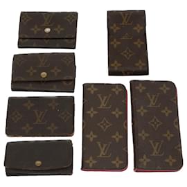 Louis Vuitton-LOUIS VUITTON Monogram iPhone Card Case Porta-chaves para cigarreira 7Definir autenticação8516-Monograma