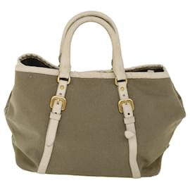 Prada-PRADA Hand Bag Canvas Leather Beige Auth yk8620-Beige