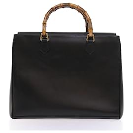 Gucci-GUCCI Bamboo Hand Bag Leather Black 002 123 0322 Auth bs8489-Black